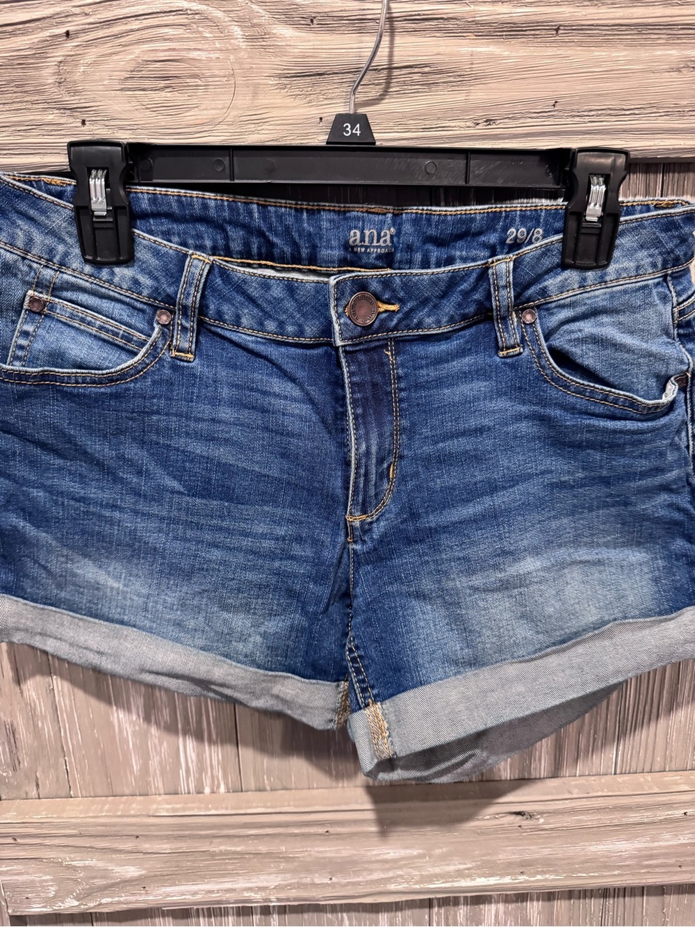 a.n.a Women's Rolled Hem Blue Denim Shorts